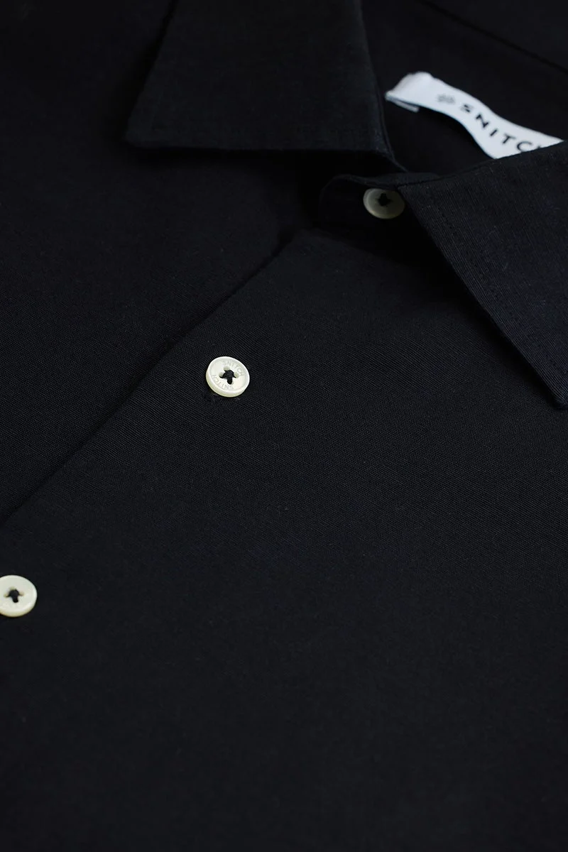 سنيتش Navy Solid Long Sleeve Regular Fit Plus Size Shirt