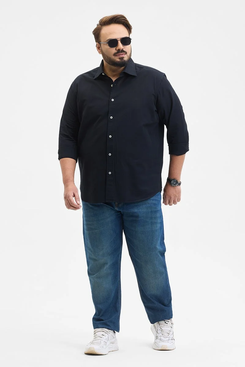 SNITCH Navy Navy Solid Long Sleeve Regular Fit Plus Size Shirt for Men | Best Price UAE