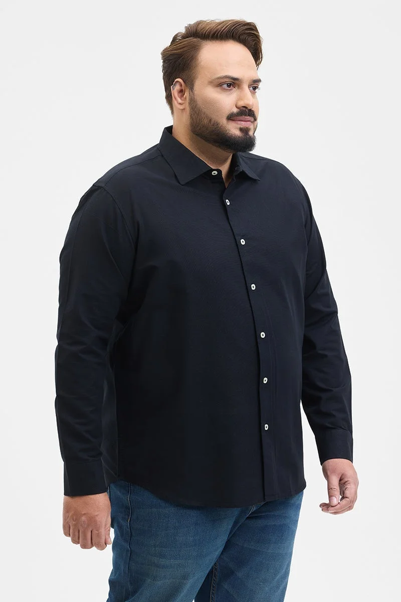 SNITCH Navy Navy Solid Long Sleeve Regular Fit Plus Size Shirt for Men | Best Price UAE