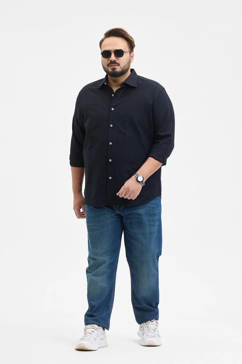 SNITCH Navy Navy Solid Long Sleeve Regular Fit Plus Size Shirt for Men | Best Price UAE