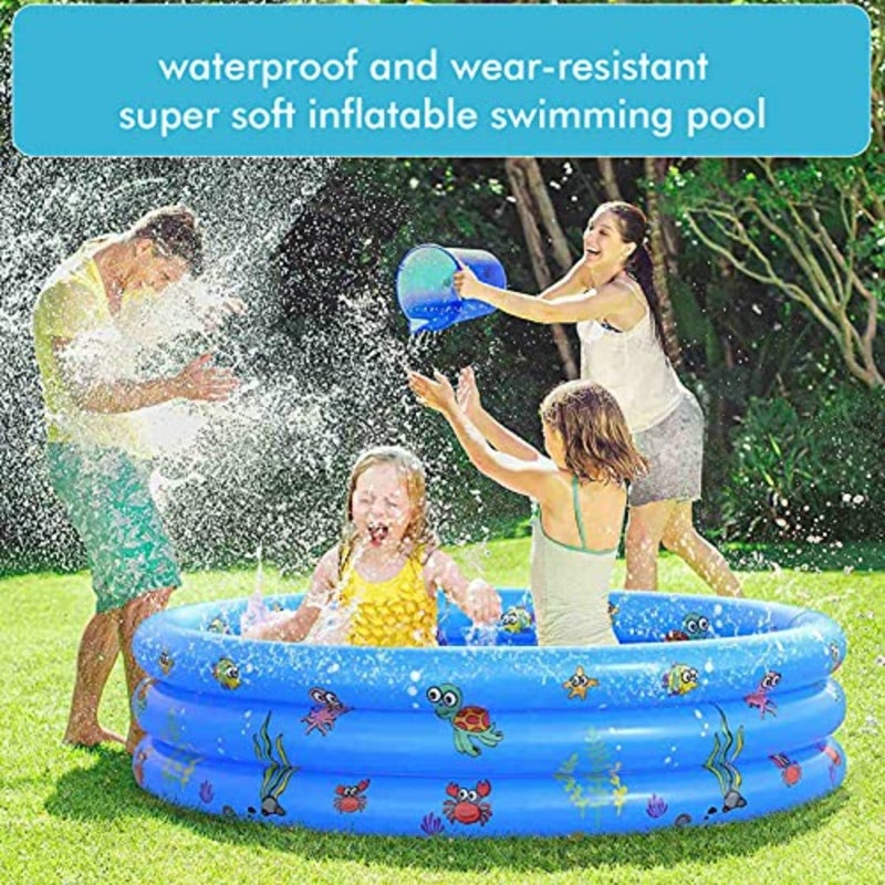 Inflatable Swimming Pool for Indoor Outdoor Kiddie Paddling Use, PVC Material, Blue Color, Quick Inflation and Stable Bottom Design - Image 2