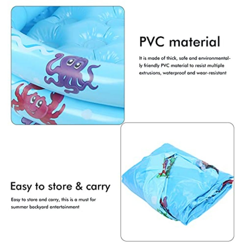 Inflatable Swimming Pool for Indoor Outdoor Kiddie Paddling Use, PVC Material, Blue Color, Quick Inflation and Stable Bottom Design - Image 5