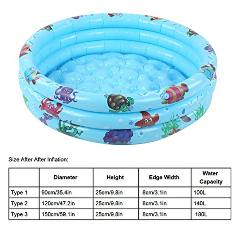 Inflatable Swimming Pool for Indoor Outdoor Kiddie Paddling Use, PVC Material, Blue Color, Quick Inflation and Stable Bottom Design - Image 4
