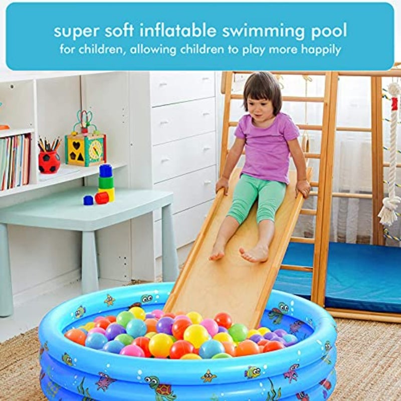Inflatable Swimming Pool for Indoor Outdoor Kiddie Paddling Use, PVC Material, Blue Color, Quick Inflation and Stable Bottom Design - Image 3