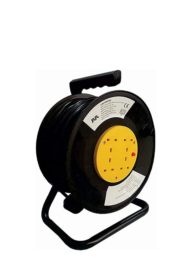 RR Cables ESMA Approved 13A 4 Sockets Cable Reel Extension Lead with Winding Handle, 3120W 250V Thermal Cut-Out Protection UK Extension Reel (50 Meter Cable)