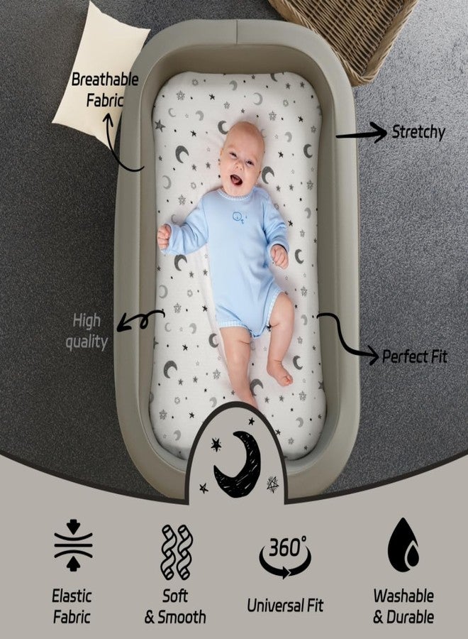 FIGEPO 4 Pack Star and Moon Neutral Unisex Fitted Baby Sheets Set for Baby Boys or Girls (Bassinet Sheets) - Image 5