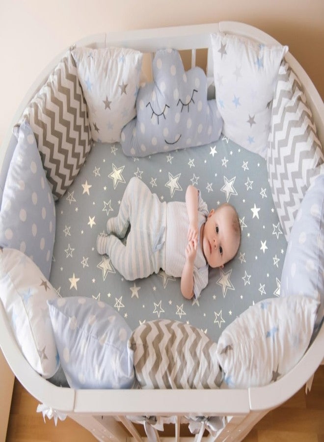 FIGEPO 4 Pack Star and Moon Neutral Unisex Fitted Baby Sheets Set for Baby Boys or Girls (Bassinet Sheets) - Image 4