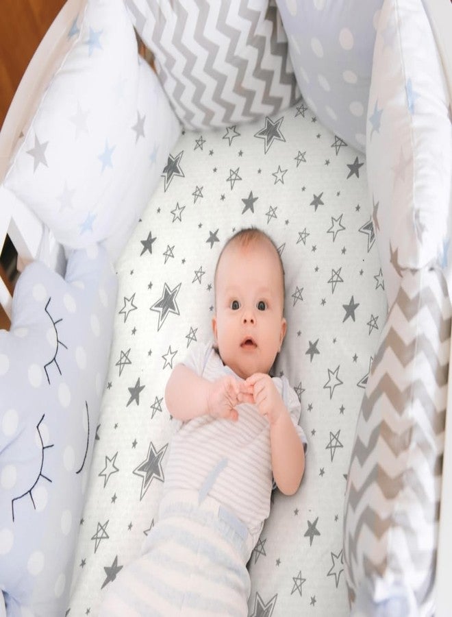 FIGEPO 4 Pack Star and Moon Neutral Unisex Fitted Baby Sheets Set for Baby Boys or Girls (Bassinet Sheets) - Image 2