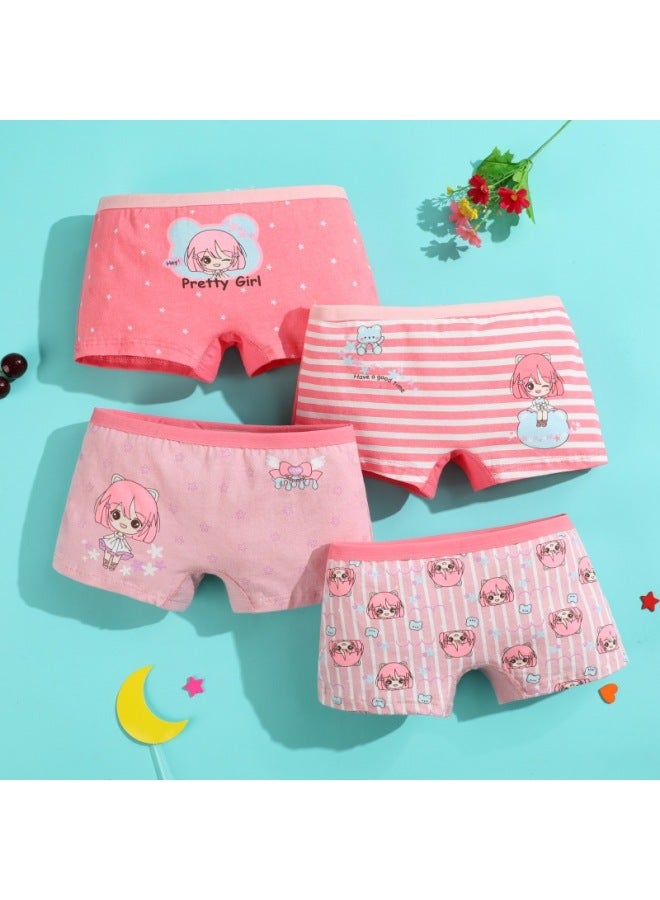 12-pack Children's Cotton Underwear Girls' Underwear Baby Boxers Pure Cotton Breathable Middle And Big Children Girls' Boxers