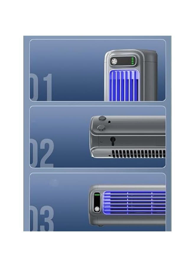 Outfany cooling ace, 2024 New Desktop Air Conditioner for Bedroom， Desktop Portable Tower Fan with Three Speed, for Bedroom, Office, Kitchen, Bathroom (Gray) - Image 2