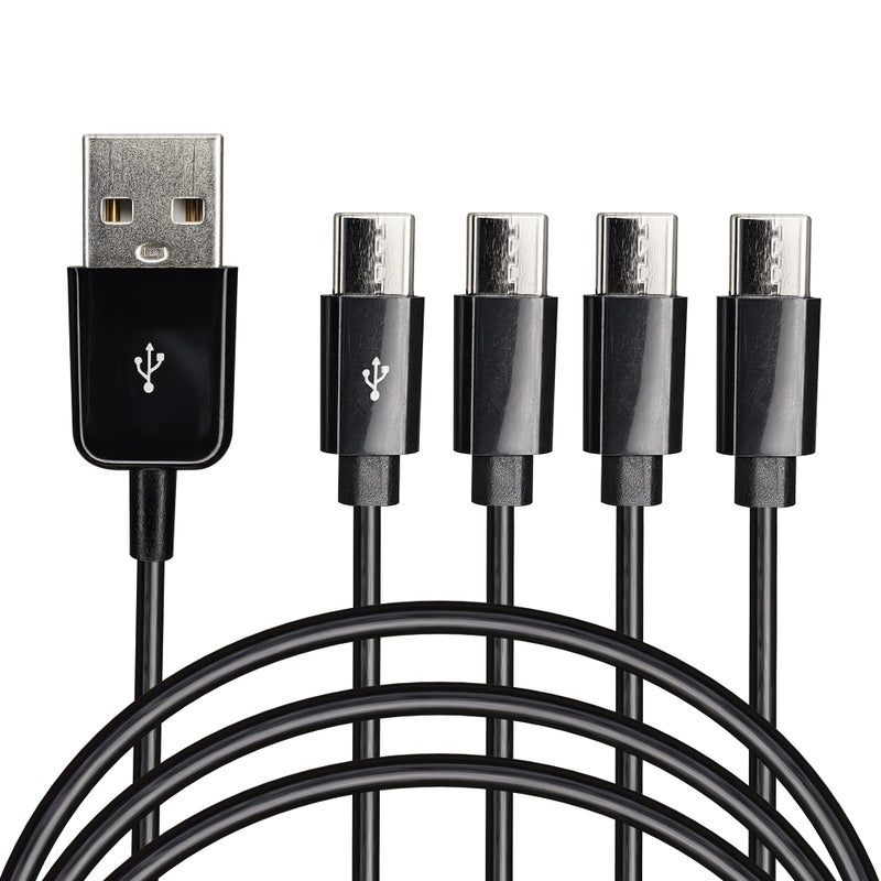 CERRXIAN USB Type C Splitter Charging Cable49ft 4 in 1 Multi Charging Cable USB A to 4 x USB Type C Y Splitter Data Snyc Cord15m4 USB C Black - Image 2