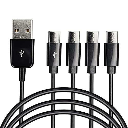 CERRXIAN USB Type C Splitter Charging Cable49ft 4 in 1 Multi Charging Cable USB A to 4 x USB Type C Y Splitter Data Snyc Cord15m4 USB C Black - Image 1