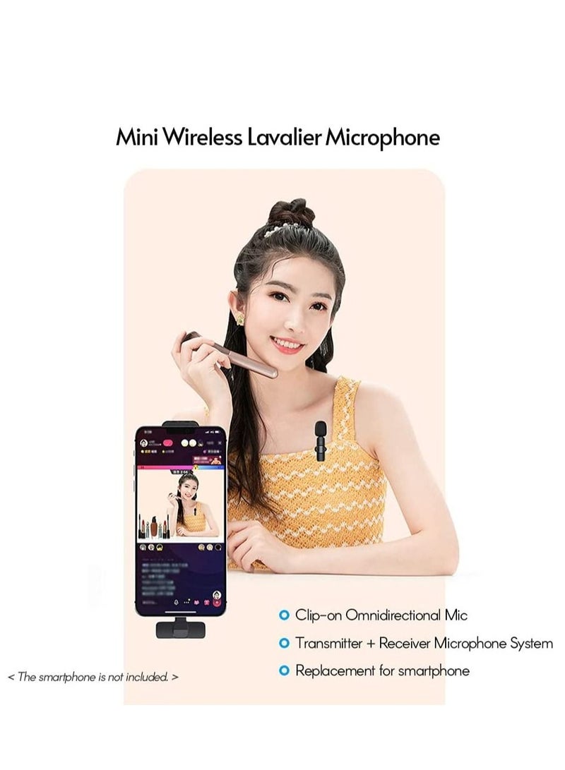 Mini Wireless Clip-on Lavalier Microphone Omnidirectional Mic 2 Transmitter 1 Receiver with Wind Replacement for iOS Smartphone Live Stream Interview Video Conference Online Teaching - Image 3