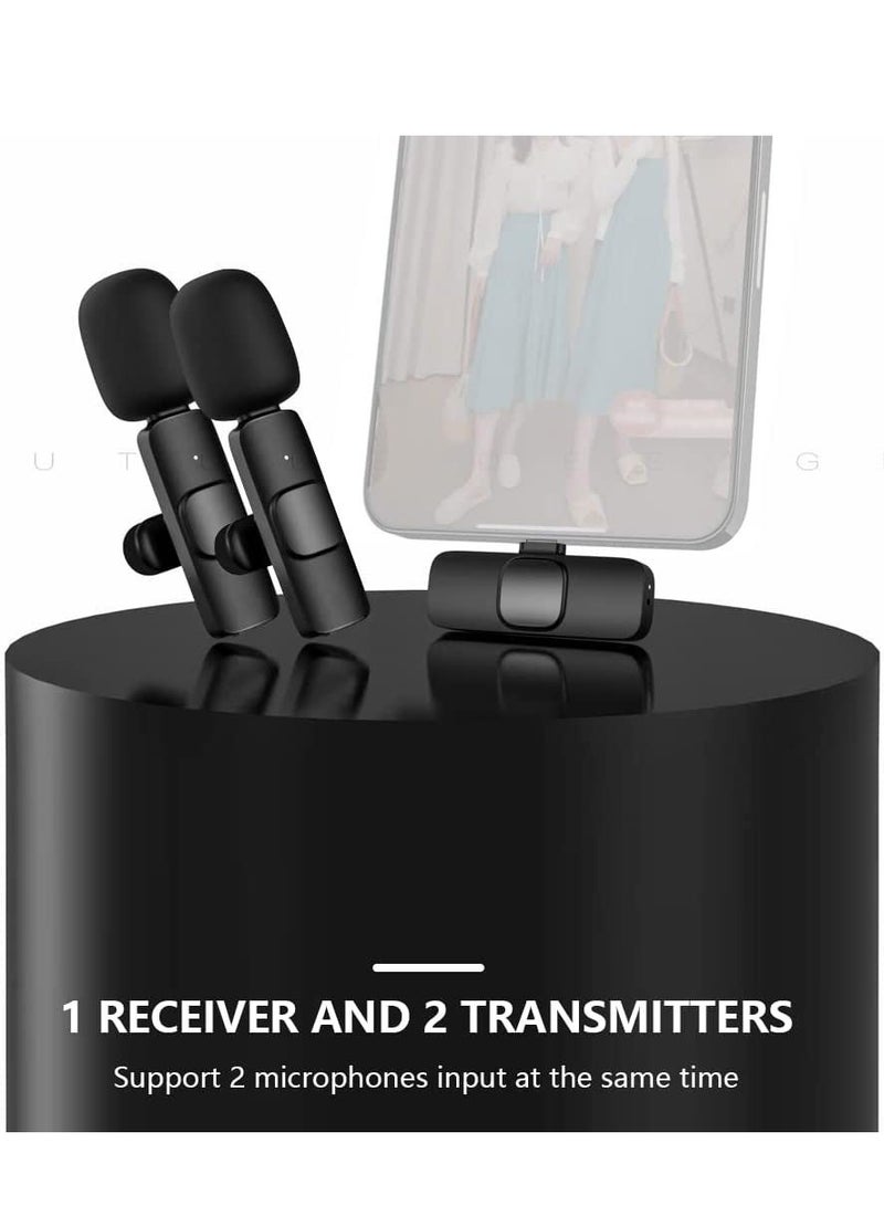 Mini Wireless Clip-on Lavalier Microphone Omnidirectional Mic 2 Transmitter 1 Receiver with Wind Replacement for iOS Smartphone Live Stream Interview Video Conference Online Teaching - Image 5