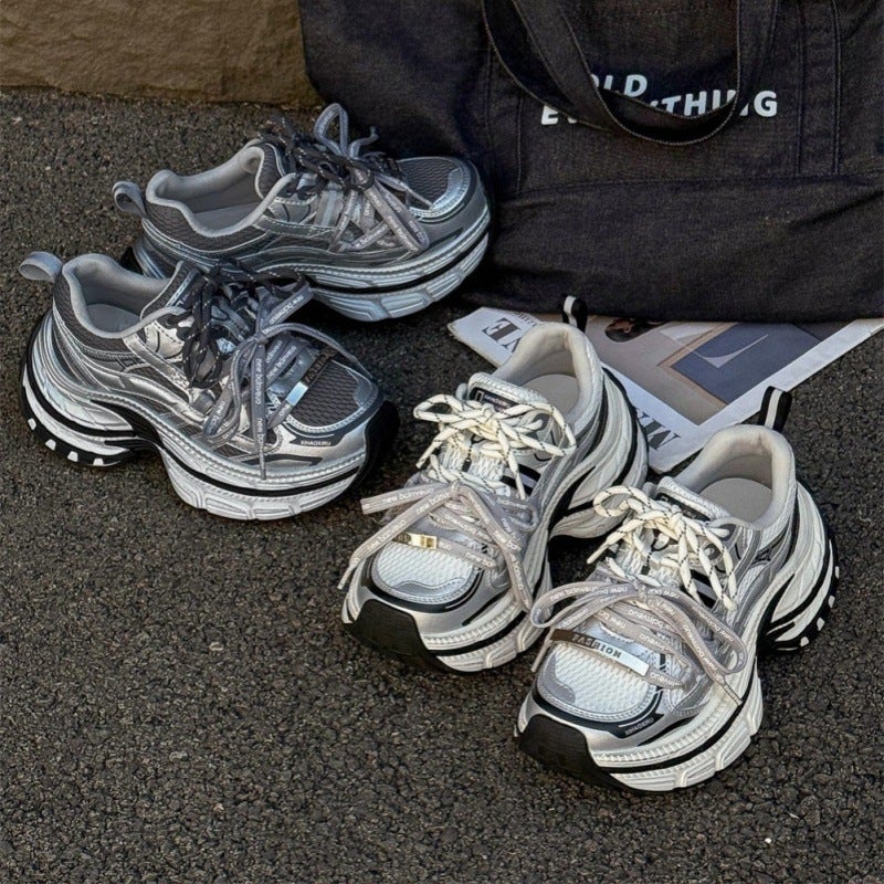 Women's Low-Top Dad Sneakers with Thick Sole and Height Increase - Image 4