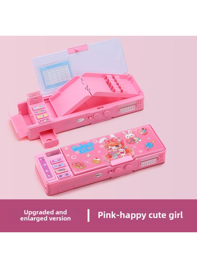 Astronaut Multi-function Stationery Box Combination Lock Key Mechanism Primary School Students Double-sided Pencil Case Pencil Sharpener Curriculum Schedule - Image 1