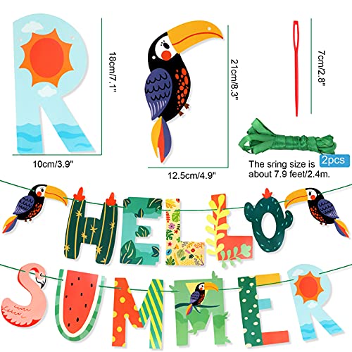 HOWAF Hello Summer Banner Tropical Flamingo Parrot Theme Summer Beach Pool Party Decorations Hello Summer Decorations for Home Office Hello Summer Birthday Party Decorations - Image 5