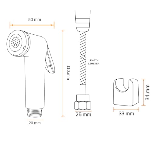 WOYO White ABS Health Faucet Set for Bathroom | Jet Spray with 1.2-Metre Ultra Flexible PVC Hose | Toilet Shower Spray, Bidet Use, and Bathroom Cleaning – Set of 1 (Style-8) - Image 3