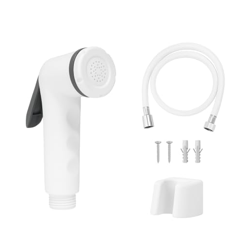 WOYO White ABS Health Faucet Set for Bathroom | Jet Spray with 1.2-Metre Ultra Flexible PVC Hose | Toilet Shower Spray, Bidet Use, and Bathroom Cleaning – Set of 1 (Style-8) - Image 1