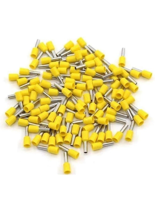 Royal Apex Insulated Ferrules Terminal Block Cord End Wire Tubular Connector, Electrical Crimp Cable Lugs, Terminal Cable Crimp Cable Sleeve For Wire Connection (Pack Of 100) (2.5Mm -E2508, Yellow) - Image 1