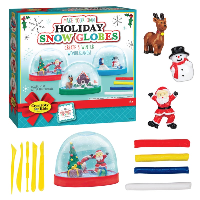 Creativity for Kids Make Your Own Holiday Snow Globes Kit | Sculpt, Decorate & Shake 3 Festive Winter Scenes | DIY Christmas Crafts for Kids to Build Creativity & Fine Motor Skills (Ages 6+) - Image 1