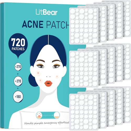 LitBear Pimple Patch Bulk, 720 Patches 3 Size Acne Patches for Face, Hydrocolloid Spot Stickers for Covering Zits, Blemishes, and Breakouts, Suitable for All Skin Types - Image 1