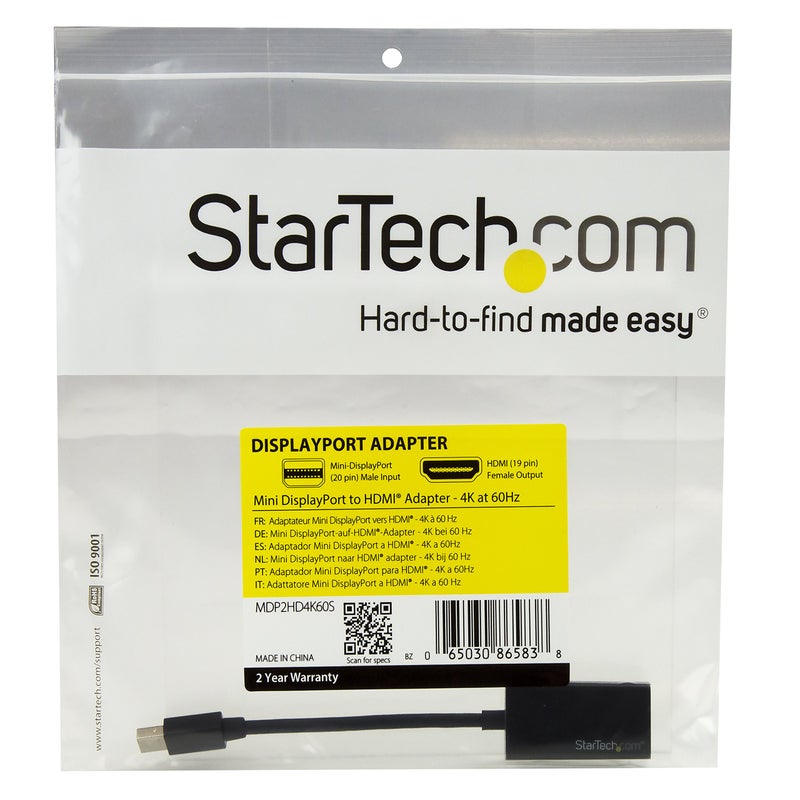 StarTech.com Miniâ€¯DisplayPort to HDMI Adapter, 4K 60Hz, 1080p 240Hz, Thunderboltâ€¯to HDMI Adapter Cable Converter for mDP or Thunderbolt 1 & 2 MacBooks, MacBook Air, Mac Mini, Microsoft Surface Pro 1-6 - Image 5