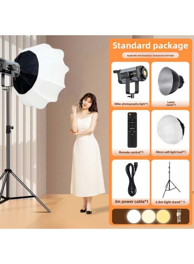 300W Live Room Fill Light Anchor With Goods Photography Light Soft Light Led Photo Beauty Lighting Suit Wholesale-Light Source Color:300w Lamp + 60cm Lantern Soft Light Ball + 2.8m Bracket - Image 1