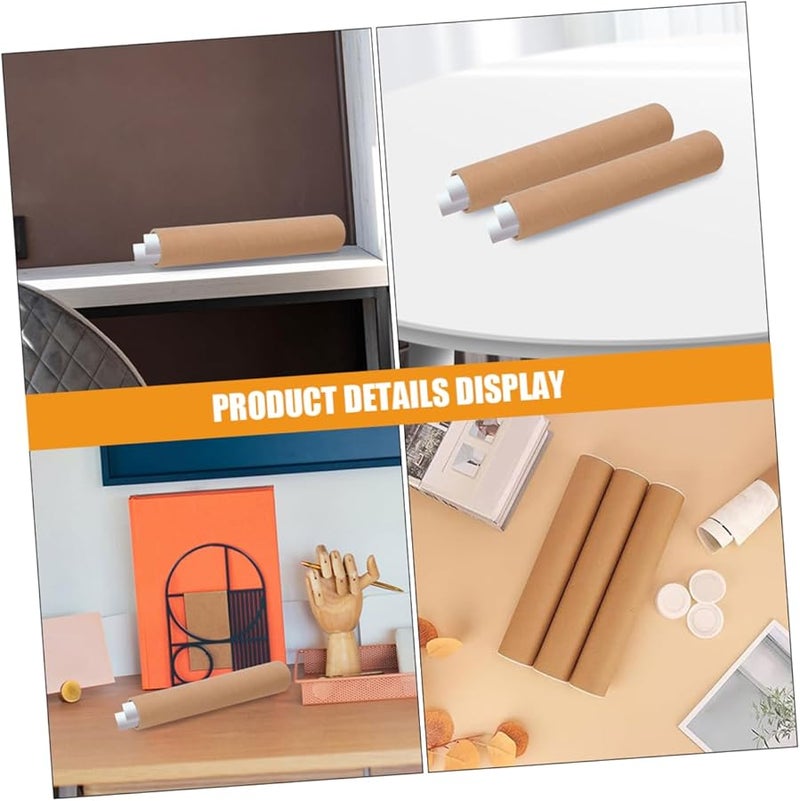 قطعتان من أنابيب البريد الثقيلة لتخزين الأعمال الفنية مع أغطية نهاية للبوسترات والطباعة الفنية - Image 4