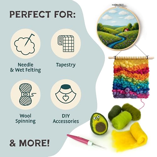 Woolbuddy Wool Roving Kit – 24 Assorted Corriedale Colors with Felting Guide – Premium Corriedale Wool for Needle & Wet Felting, Holiday Crafts & Handmade Gifts – Natural Eco Wool Refill Set - Image 3