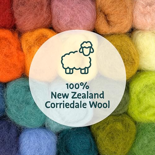 Woolbuddy Wool Roving Kit – 24 Assorted Corriedale Colors with Felting Guide – Premium Corriedale Wool for Needle & Wet Felting, Holiday Crafts & Handmade Gifts – Natural Eco Wool Refill Set - Image 2