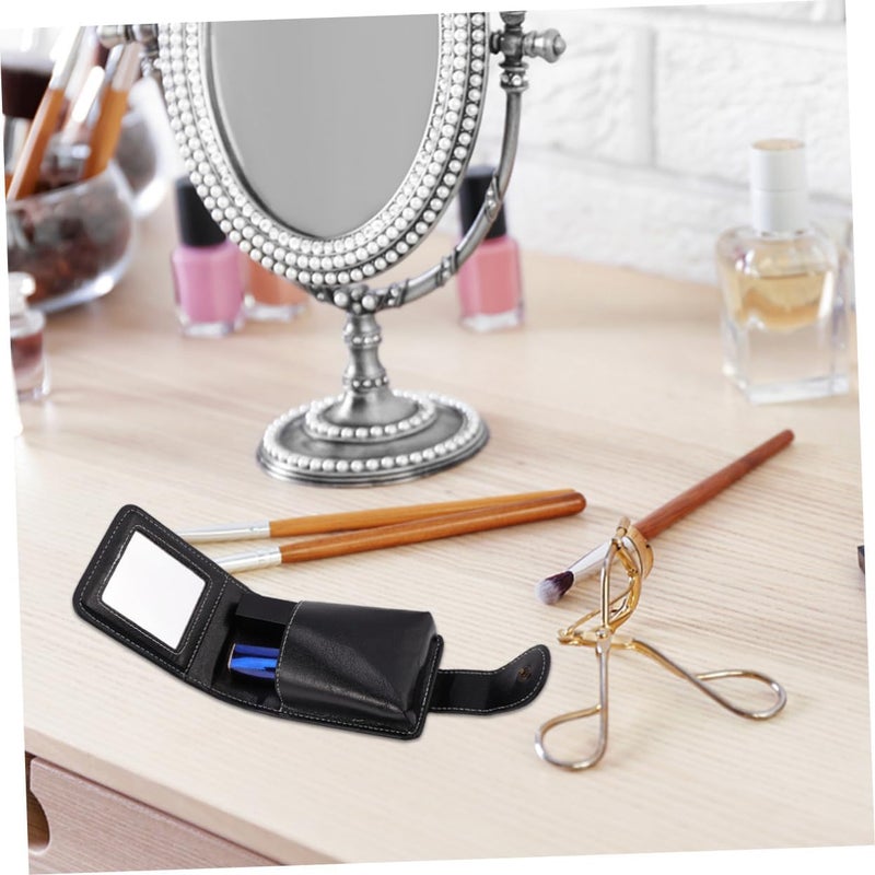 Ciieeo Pu Leather Lipstick Carrying Pouch with Mirror, Small Lipsticks Case for Travel and Daily Use, Portable Lip Gloss Storage Bag in Black for Women - Image 4