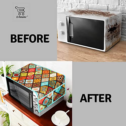 E-Retailer Polyester 3-Layered Microwave-Oven Top Cover with 4 Pockets (Multi, Size-36x14 Inches), flower design (MOCTC-DGTL-RNGLI-MLT) - Image 5