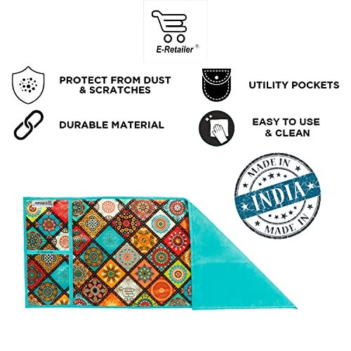 E-Retailer Polyester 3-Layered Microwave-Oven Top Cover with 4 Pockets (Multi, Size-36x14 Inches), flower design (MOCTC-DGTL-RNGLI-MLT) - Image 4