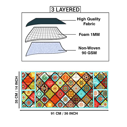 E-Retailer Polyester 3-Layered Microwave-Oven Top Cover with 4 Pockets (Multi, Size-36x14 Inches), flower design (MOCTC-DGTL-RNGLI-MLT) - Image 3