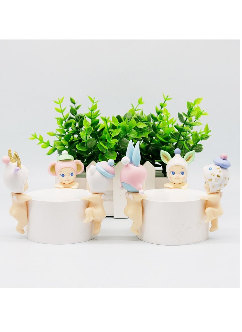 General New product, second-generation lying down, winter angel blind box set, car ornament, desktop screen decoration doll, birthday and holiday gifts for children (winter 6-piece set, foot lift box)  - Image 2