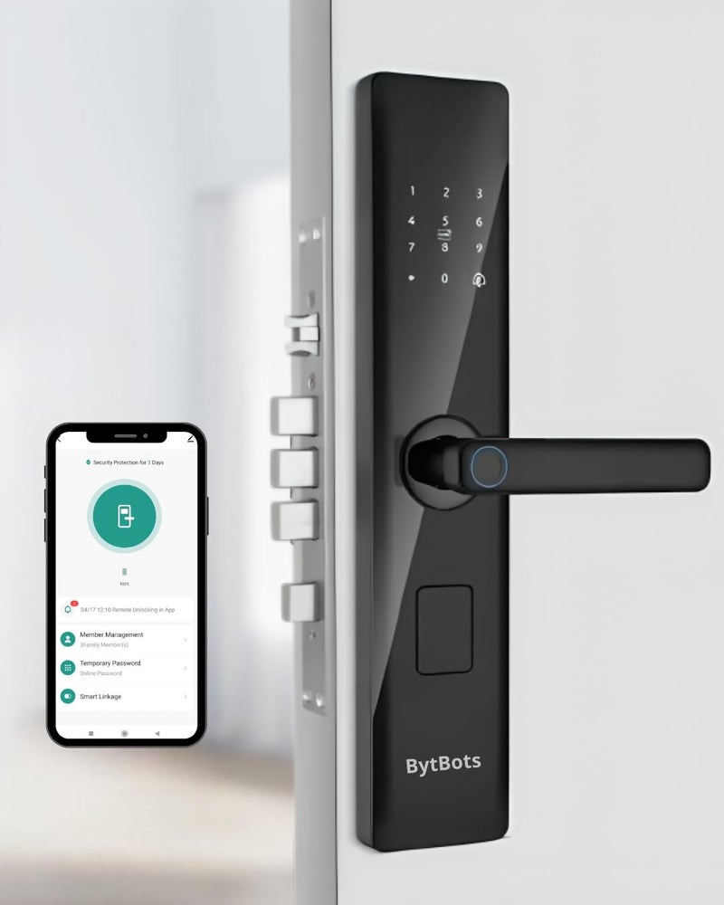 BytBots BytBots Infinity Smart Door Lock 6Way Unlock Fingerprint PIN RFID Card OTP Mobile App WiFi Manual Key 3Years Warranty 5 Bolt Strong Mortis  - Image 1