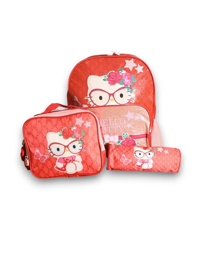 Hello Kitty School Bag - Backpack with Lunch Bag & Pencil Case - Image 1