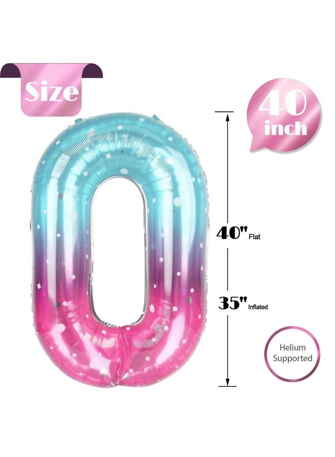 LAMAY 40 Inch  Foil Number Balloon, Large Mylar Numbers for Birthday Anniversary Retirement Party Decorations (0, 10, 20, 30, 40, 50, 60, 100), Helium Free - Image 2