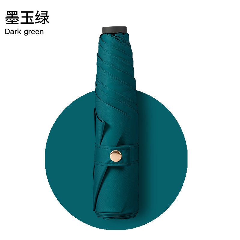 Ultra-light Automatic Three-fold Umbrella Safety Anti-rebound Umbrella Automatic Black Glue Printable Advertising Logo Umbrella ink jade green