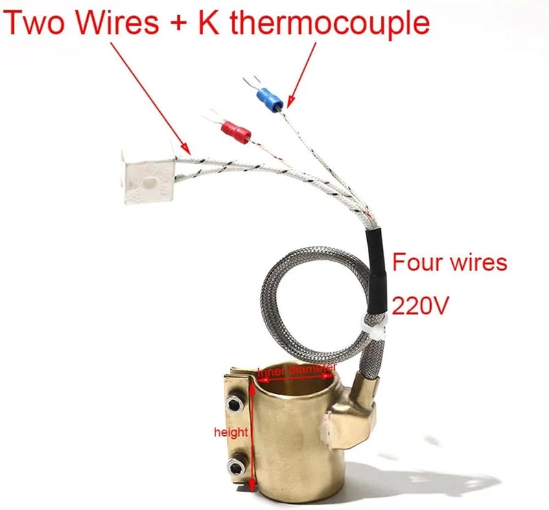 1pcs 220V High Temperature Ceramic Nozzle Copper Heating Ring Electric Inner Diameter 60-70mm Height 30-60mm 250-650W(IDxH 70x60mm 600W,4 Wires) - Image 2