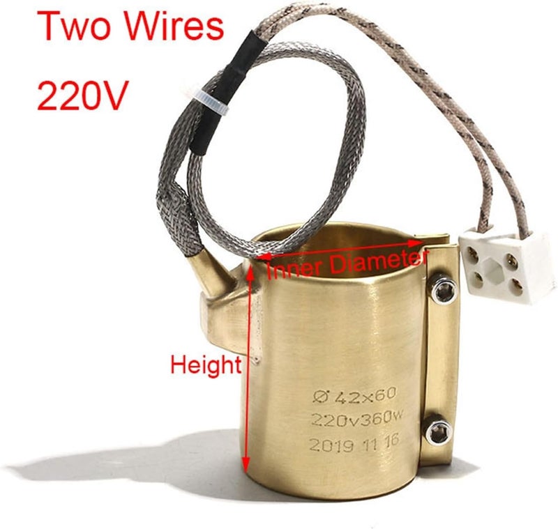 1pcs 220V High Temperature Ceramic Nozzle Copper Heating Ring Electric Inner Diameter 60-70mm Height 30-60mm 250-650W(IDxH 70x60mm 600W,4 Wires) - Image 4