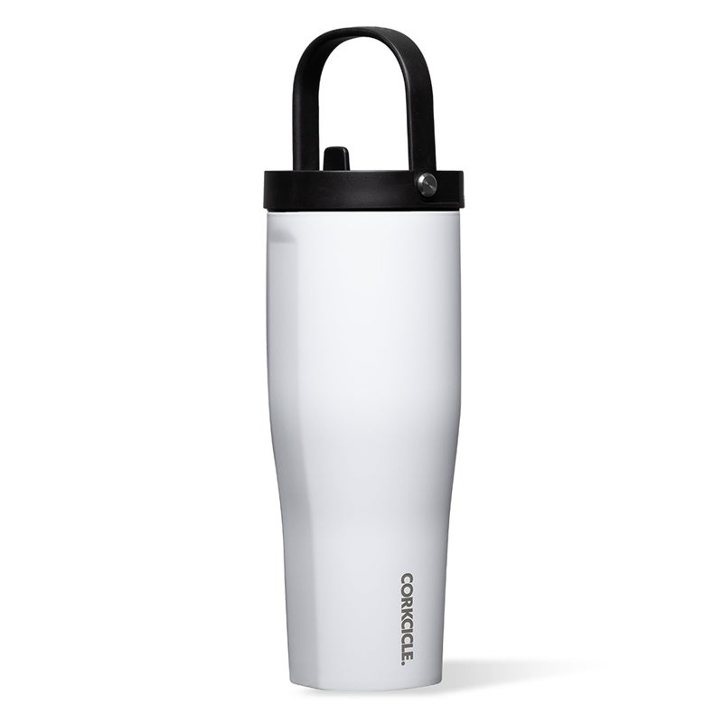 كوركسيكل Corkcicle Go Cup XL - كوب سفر مانع للتسرب - زجاجة مياه ثلاثية معزولة من الفولاذ المقاوم للصدأ - مقبض سهل الحمل - هدية أدوات الشرب الصيفية - تحافظ على المشروبات باردة - 30 أونصة - أبيض لامع - Image 1