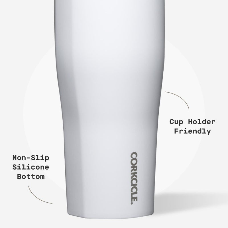 كوركسيكل Corkcicle Go Cup XL - كوب سفر مانع للتسرب - زجاجة مياه ثلاثية معزولة من الفولاذ المقاوم للصدأ - مقبض سهل الحمل - هدية أدوات الشرب الصيفية - تحافظ على المشروبات باردة - 30 أونصة - أبيض لامع - Image 5