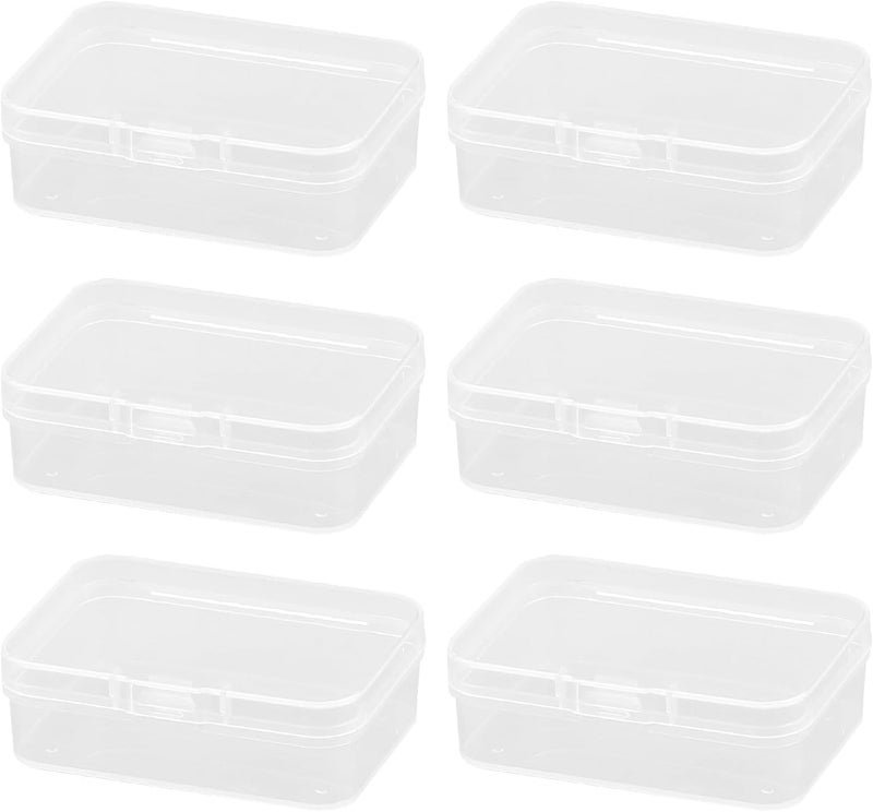 Rumyve 6Pcs Clear Plastic Storage Boxes with Lids - Mini Rectangular Containers for Beads, Business Cards, Pills, and Small Items(6.5 * 4.5 * 2 cm) - Image 1