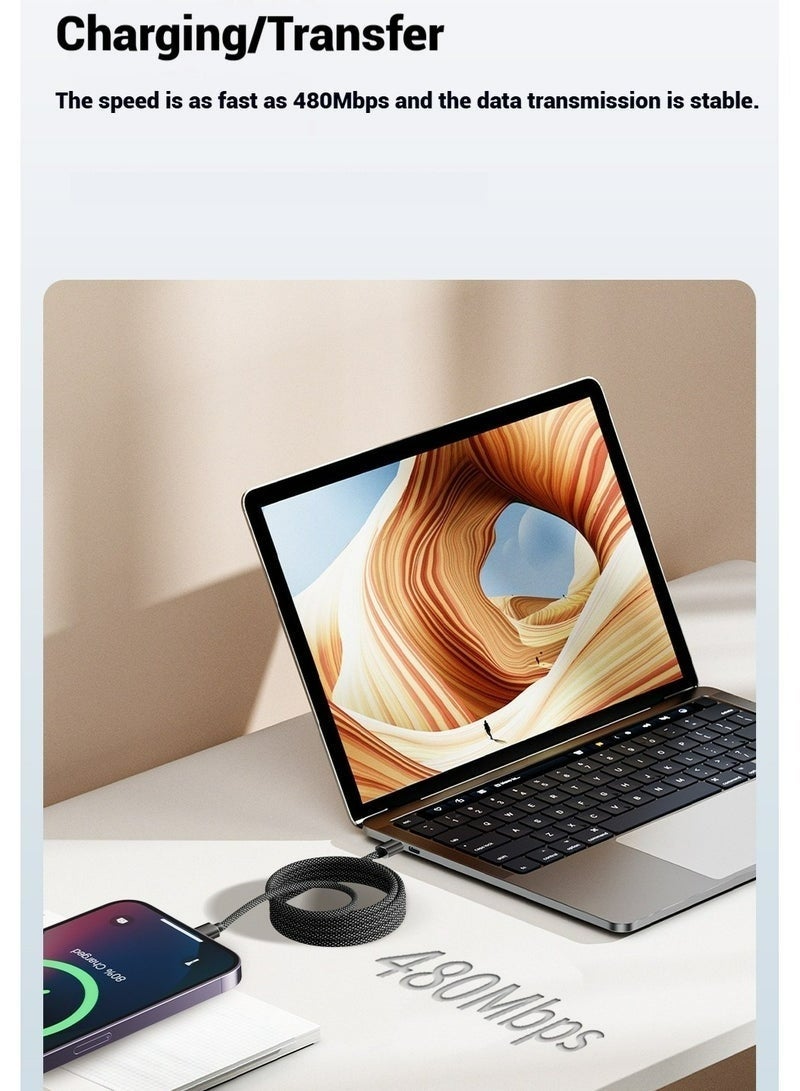 BASEMO Super strong magnetic USB/type-c, 65W fast charging, magnetic weaving, portable storage, efficient office with a transmission rate of up to 480m. - Image 5