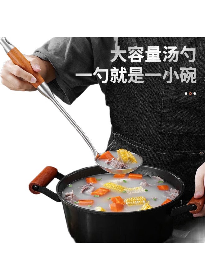 Bayco 304 Stainless Steel Soup Ladle, Large Size, Heat-Resistant, Wooden Handle, For Soup Pot, Hot Pot, Iron Pot, Cooking, Porridge Ladle, Bc7807 - Image 3