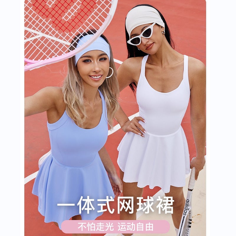 Generic New Two-in-One Tennis Skirt Shorts daylight blue - Image 4
