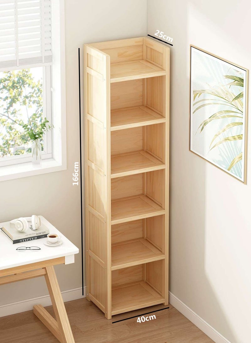 LINGWEI Bamboo Bookshelf Bookcase 6 Tier Freestanding Storage Display Cabinet Multi Function Shelving Unit For Home & Office Modern Wooden Open Storage Shelves Cube Storage Rack  - Image 5