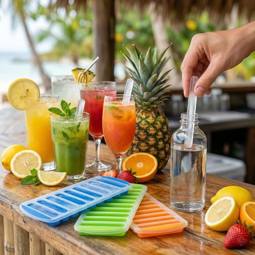 faas Water Bottle Ice Cube Trays Pop-Out Silicone Make 30 Frozen Cylinder Sticks Pack of 2 (Multicolor) - Image 3